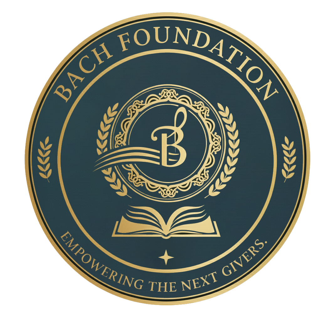 The Bach Foundation Logo – Gold circle on dark green background